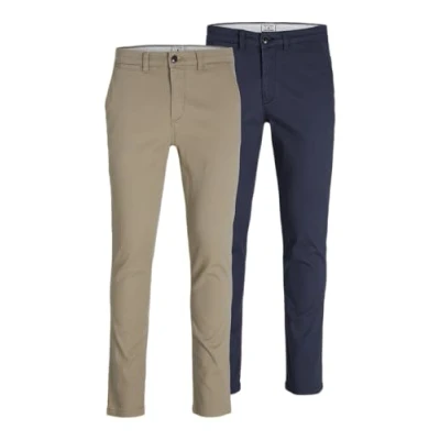 Afbeelding van Jack &amp; Jones 2 PACK Chino, Heren, Maat: 30x30, Beige/navy blazer