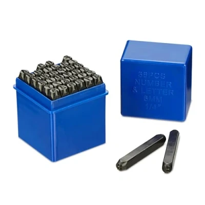 Afbeelding van Relaxdays Slagletters, 36 stuks, 6 mm, voor leer en metaal, A tot Z 0 9, staal, zwart