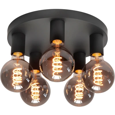 Afbeelding van Highlight Plafondlamp Basic Zwart 5 lichts Ø 30cm E27