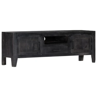 Afbeelding van Tv meubel 118x30x40 cm massief mangohout zwart