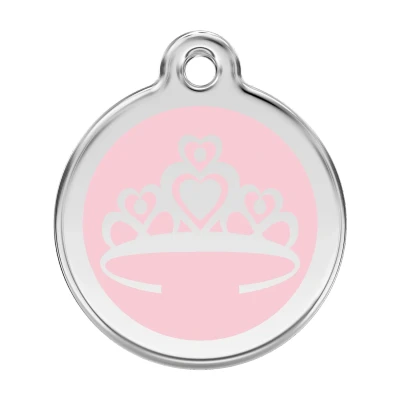 Afbeelding van Crown Pink roestvrijstalen hondenpenning large/groot dia. 3,8 cm RedDingo