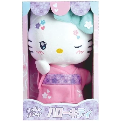 Afbeelding van Hello Kitty kimono Kawai Pluche + 22 cm JEMINI versie met roze en slippers.