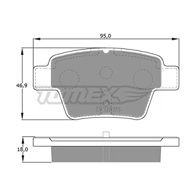 Afbeelding van TOMEX brakes TX 14 65 Remblokkenset Achteras CITROËN: C4 I Hatchback, Coupe, PEUGEOT: 207 CC
