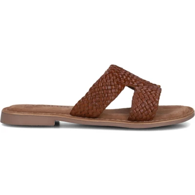 Afbeelding van Lazamani Slippers Dames Leer Flor Cognac maat 43