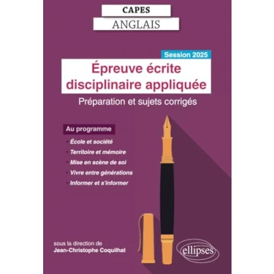 Afbeelding van CAPES ANGLAIS 2025 EPREUVE ECRITE DISCIPLINAIRE APPLIQUEE