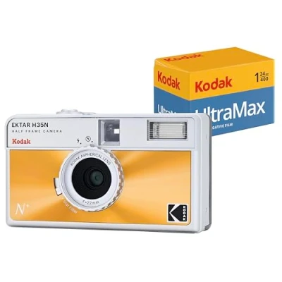 Afbeelding van Kodak Ektar H35 N oranje en zilver herbruikbare filmcamera + Ultramax 24 poses film
