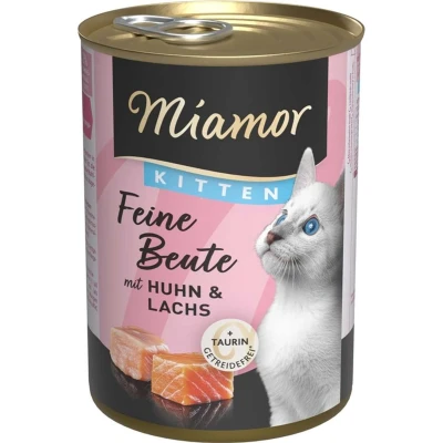 Afbeelding van Miamor Feine Beute blik kitten 12x400g Kip &amp; zalm