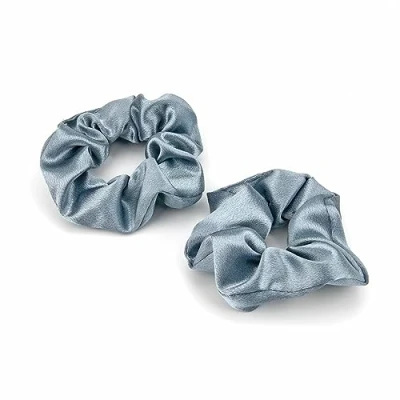 Afbeelding van Zachte zijden scrunchies voor dames, 2 stuks, hoogwaardige satijnen haarelastiekjes, haarelastiekjes paardenstaart, lang, dun en dik haar meisjes (blauw)