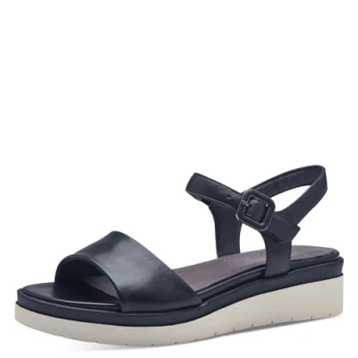 Afbeelding van Tamaris 8 88708 42 damessandalen met sleehak, Navy Blauw