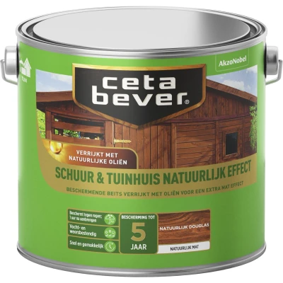 Afbeelding van Ceta Bever Schuur &amp; Tuinhuis Douglas Natuurlijk Effect Blanke lak Beits