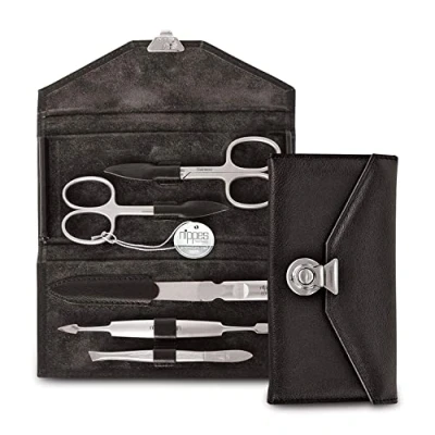 Afbeelding van Nippes Solingen Manicure set 5 delig RVS LOCKS Zwart Leren Etui Handgemaakt 25 Jaar Garantie