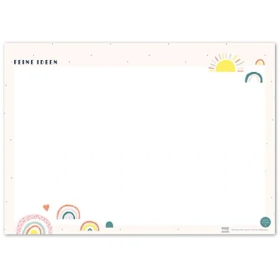 Afbeelding van TYSK Design Bureauonderlegger, regenboog, blanco (design naar keuze), tafelonderlegger van papier om af te scheuren, DIN A3 to dolijst, notitieblok, weekplanner