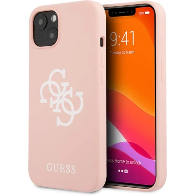 Afbeelding van Guess Silicone Back Cover voor Apple iPhone 13 Mini Bescherm je Telefoon met Roze Hoesje Bescherming.