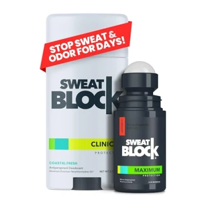 Afbeelding van SweatBlock Anti perspirant Deodorant Max Clinical System for Men &amp; Women. Treat Hyperhidrosis, Overmatige Sweating Onderarm Odor Inbegrepen: (1) DRIBO