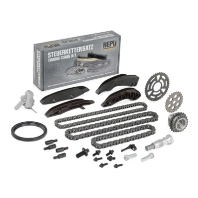 Afbeelding van HEPU 21 0421 Distributiekettingset Met schroeven, afdichtring Simplex, Gesloten ketting BMW: 3 Saloon, X1, X3, MINI: Hatchback, Countryman
