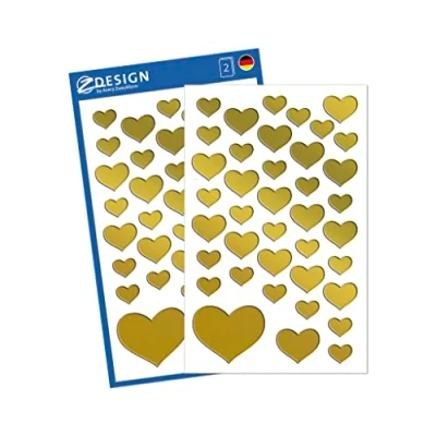 Afbeelding van Avery Av 53282 Folie Etiket Z Design Creative Pakje A 2 Vel Gouden Hartjes