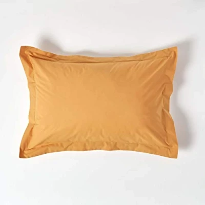Afbeelding van Homescapes kussensloop 48 x 74 cm met opstaande zoom mosterdgeel, 100% Egyptisch katoen, draaddichtheid 200