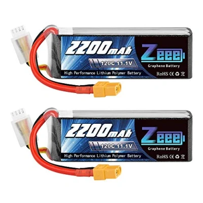 Afbeelding van Zeee 3S Lipo Batterij 11,1 V 2200 mAh 120C RC met XT60 aansluiting voor UAV Drones FPV Racefiets Quadcopters Vliegtuig Helikopter Boot Auto (2 Verpakkingen)
