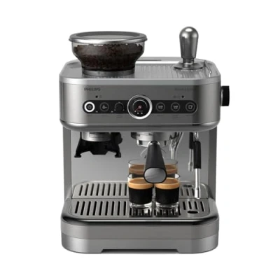 Afbeelding van Philips Barista Brew Espressomachine intuïtieve geleiding, gekalibreerde kopje, elegant design, 250 g bonencontainer, halfautomatische espressomachine, zilverkleurig metaal (PSA3218/01)