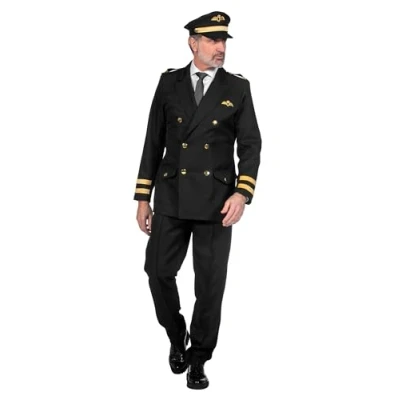 Afbeelding van Wilbers &amp; Piloot Luchtvaart Kostuum Koninklijke Bo Ing Man Zwart XL Carnavalskleding Verkleedkleding