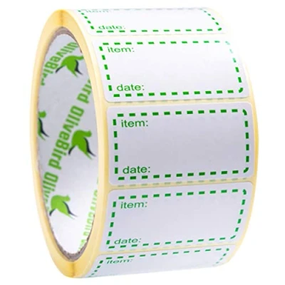 Afbeelding van 500 x vriesetiketten, rol, formaat 50 25 mm, witte en datumgroene etiketten voor levensmiddelenstickers