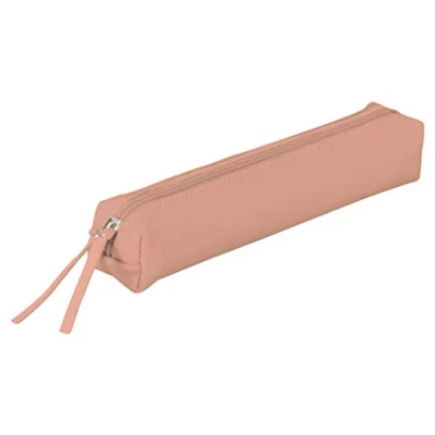 Afbeelding van Clairefontaine 410157C klein, slank etui van echt leer, 19,5 x 2,5 4 cm, koraalkleurig