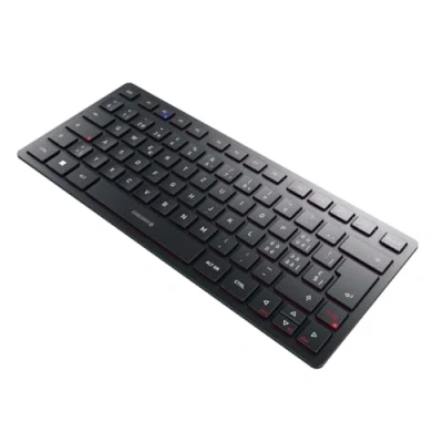 Afbeelding van Cherry KW 9200 Mini, compact toetsenbord voor meerdere apparaten maximaal 4 terminals, Zwitserse lay out (QWERTZ), verbinding naar keuze via Bluetooth®, RF of kabel, oplaadbaar, zwart