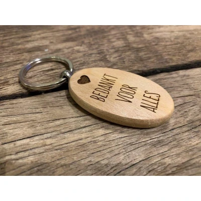 Afbeelding van Dotti woods houtel sleutelhanger bedankt voor alles
