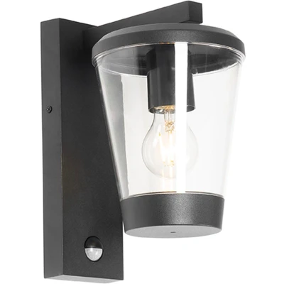 Afbeelding van QAZQA Buiten wandlamp zwart IP44 met bewegingssensor Joren