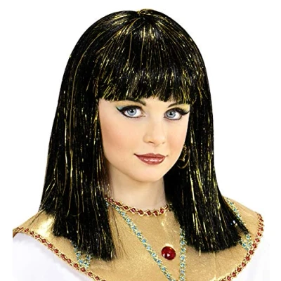 Afbeelding van Widmann Egypte Kostuum Cheops Pruik, Cleopatra Kind Zwart, Goud Carnavalskleding Verkleedkleding
