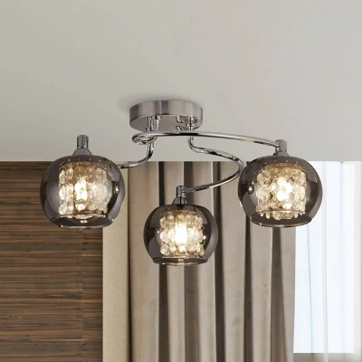 Afbeelding van Lovell plafondlamp, chroom/rookkleurig, glas, 3 lamps, G9