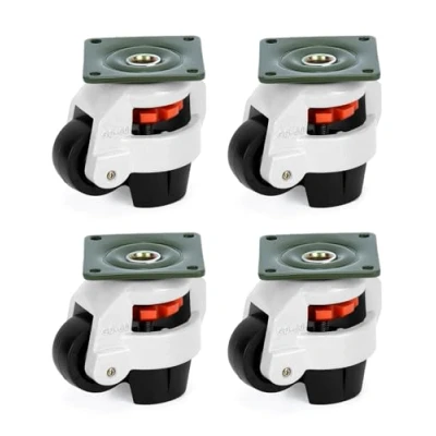 Afbeelding van QWORK® Set van 4 zwenkwielen, 60f, draagvermogen 500 kg, intrekbare transportwielen, voor meubels en machines