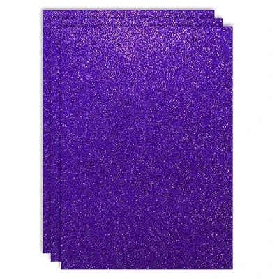 Afbeelding van RAYLU PAPER 3 vellen DIN A4 gekleurd glitterkarton 200 g/m² dik met glitters om te knutselen, paars
