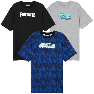 Afbeelding van Fortnite Set van 3 zachte T shirts voor jongens en tieners, Meerkleurig