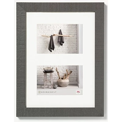 Afbeelding van walther design Grijze fotolijst 2 x 13 18 cm galerij met passe partout, Home houten lijst HO218D