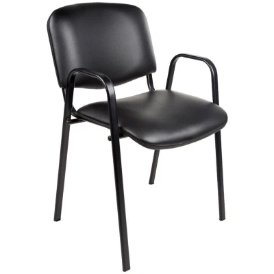 Afbeelding van Vergaderstoel of conferentiestoel basic zwart frame met armleuningen kunstleer