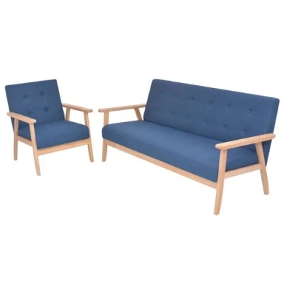 Afbeelding van vidaXL Bankstel stof blauw 2 delig