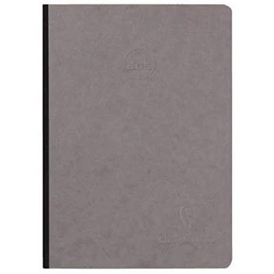 Afbeelding van Clairefontaine 795435C Een Notitieboek, genaaid, achterkant van canvas, grijs A5, 14,8 x 21cm, 192 pagina&#039;s DOT, wit papier, 90g, glanzend, ledernerf, Age Bag collectie