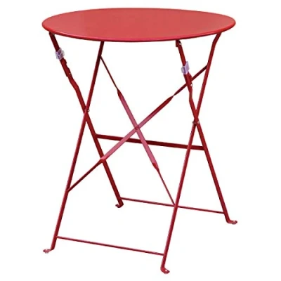 Afbeelding van Bolero ronde stalen opklapbare tafel rood 59,5cm