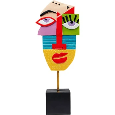 Afbeelding van Kare abstract gezicht ontwerp decoratief object, gezicht, handgeschilderd, veelkleurig, item hoogte 52 cm