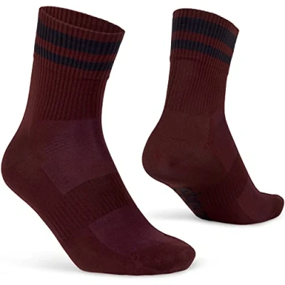 Afbeelding van GripGrab Original Stripes Crew Zomer Fietssokken Gestreepte Retro Wielersport Sokken Coolmax Unisex Donker Rood Maat L (44 47)
