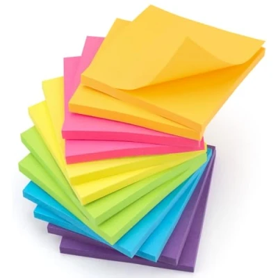 Afbeelding van YISAN zelfklevende notities 7,6 x cm, heldere kleuren, 12 notitieblokken, 50 vellen/blok voor kantoor, thuis, 71136