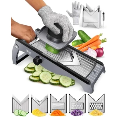 Afbeelding van 7 in 1 Verstelbare Roestvrij Staal Mandoline Keuken Groentesnijder Multifunctioneel Professionele Handmatige Wortel Komkommer Kaas Rasp