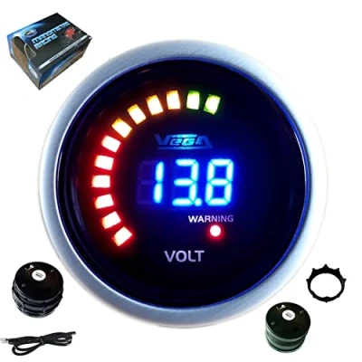 Afbeelding van VEGA Manometer voltmeter 8 tot 18 V digitaal display en leds 52 mm Frans merk