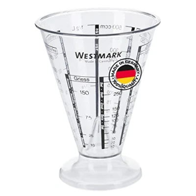 Afbeelding van Westmark Maatbeker met precisiemeetkegel, meertalige schaal en verschillende meeteenheden, in trechtervorm, inhoud: 0,5 liter, kunststof, Gerda, transparant, 30762270