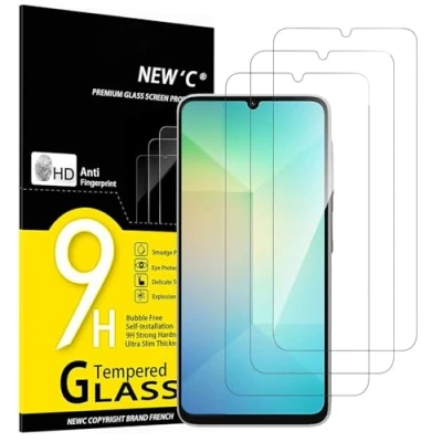 Afbeelding van NEW&#039;C 3 stuks Samsung Galaxy A06 screenprotector van gehard glas, compatibel met hoesjes, extreem sterk