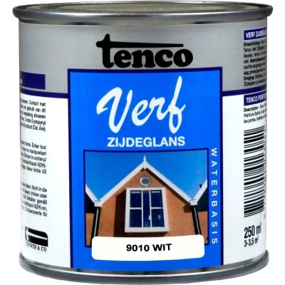 Afbeelding van TencoVerf Waterbasis Dekkend Zijdeglans Wit RAL 9010 0,25L