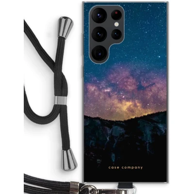 Afbeelding van Case Company® hoesje met Koord geschikt voor Samsung Galaxy S22 Ultra Travel to space Telefoonhoesje Zwart Bescherming aan alle Kanten en Over de Schermrand