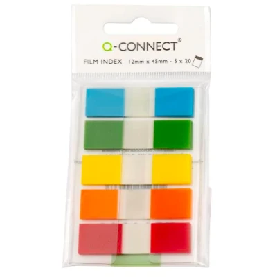 Afbeelding van Q CONNECT index mini, ft 12,5 x 45 mm, 5 20 tabs, geassorteerde kleuren