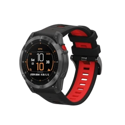 Afbeelding van kwmobile horlogebandje geschikt voor Garmin Epix 2 polsband Smartwatch bandje van TPU Activity tracker horloge band in zwart / rood